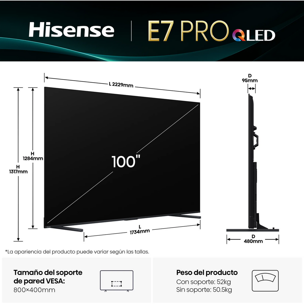 TV QLED 100" - Hisense 100E7Q PRO