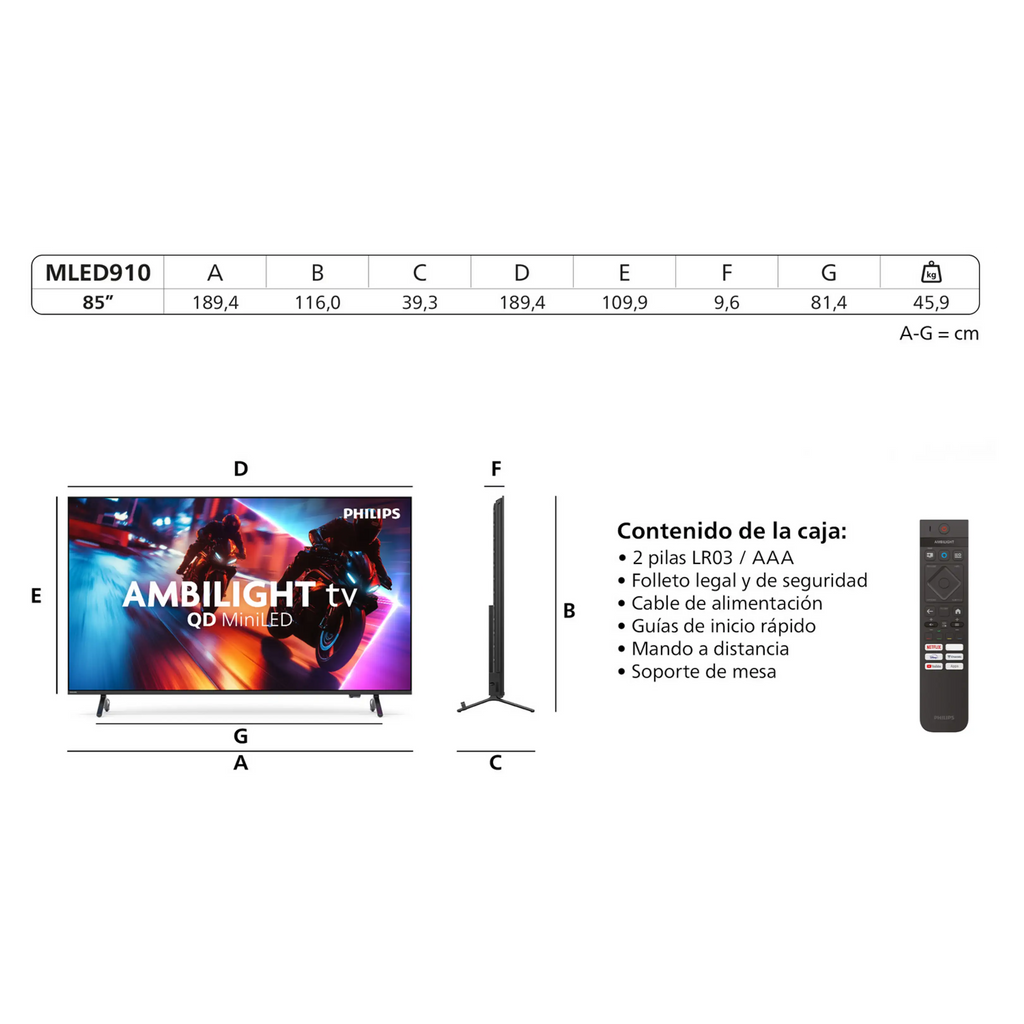 TV QD-Mini LED 75" - Philips 75MLED820/12, UHD 4K