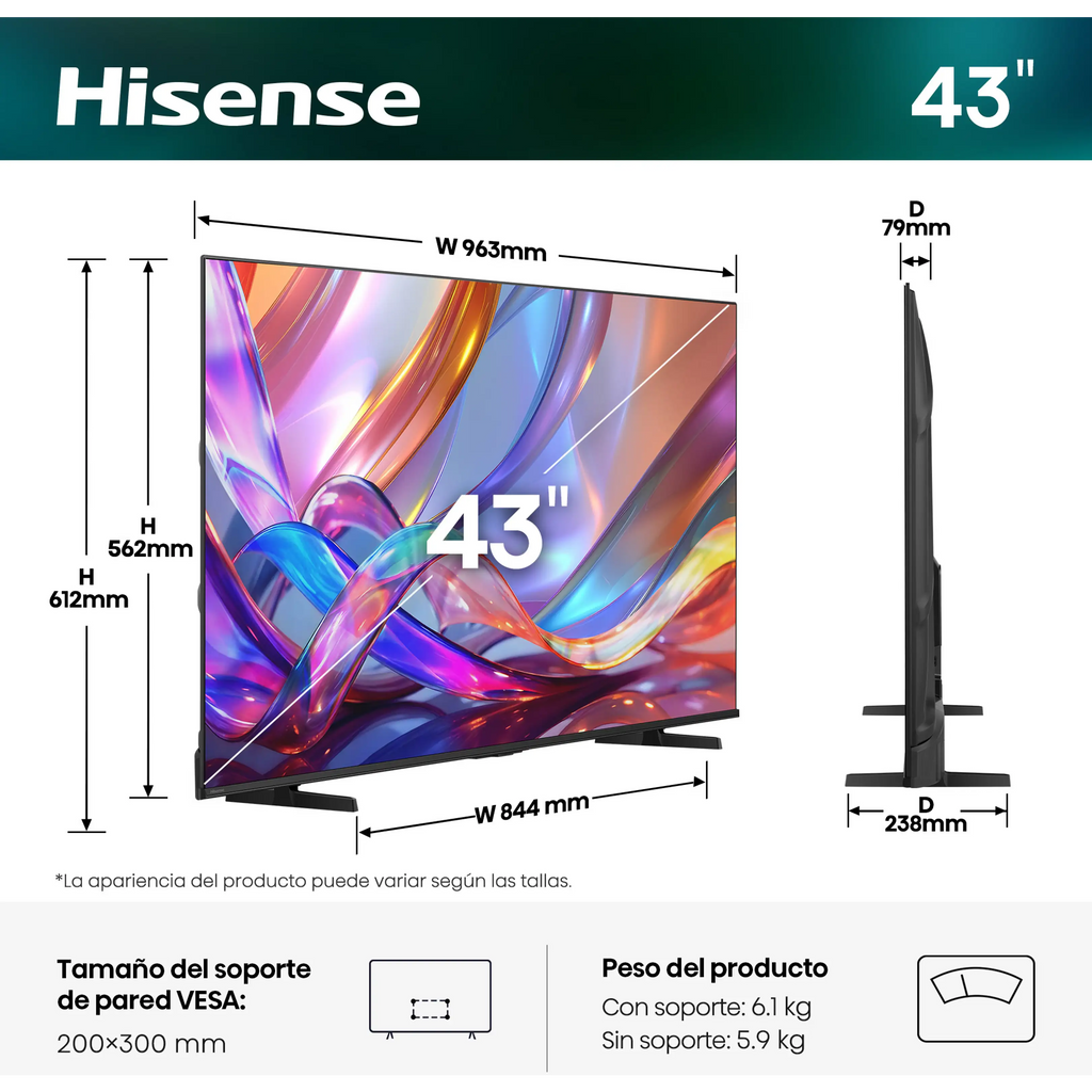 Hisense 43E7S 43" QLED 4K Smart TV
