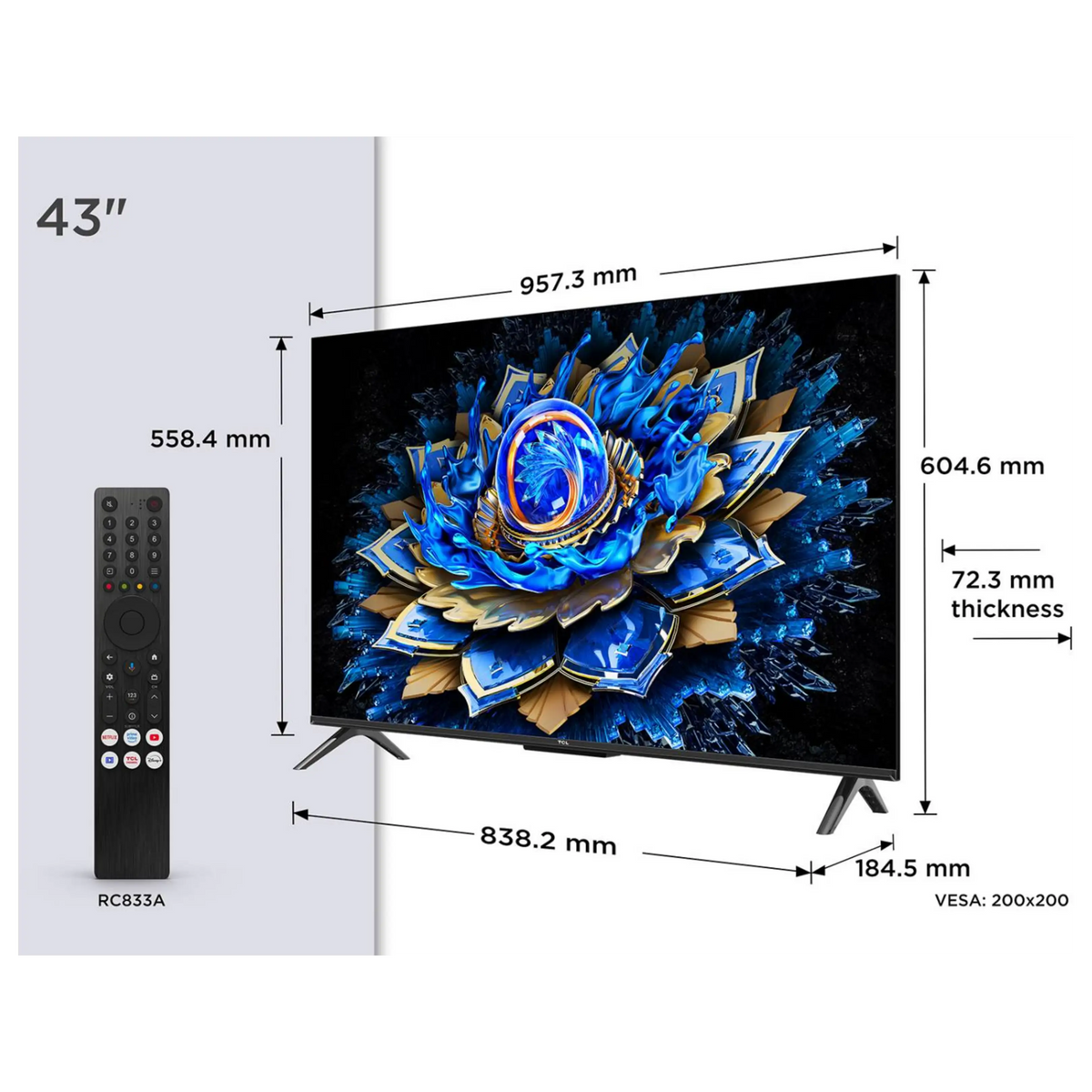 TV QLED 43" - TCL 43T69C, UHD 4K
