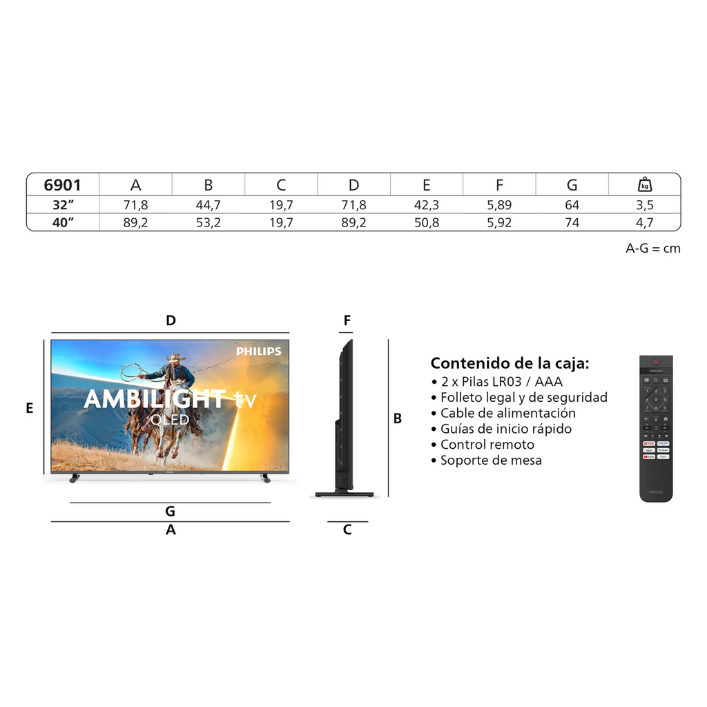 TV QLED 32" - Philips 32PQS6901/12