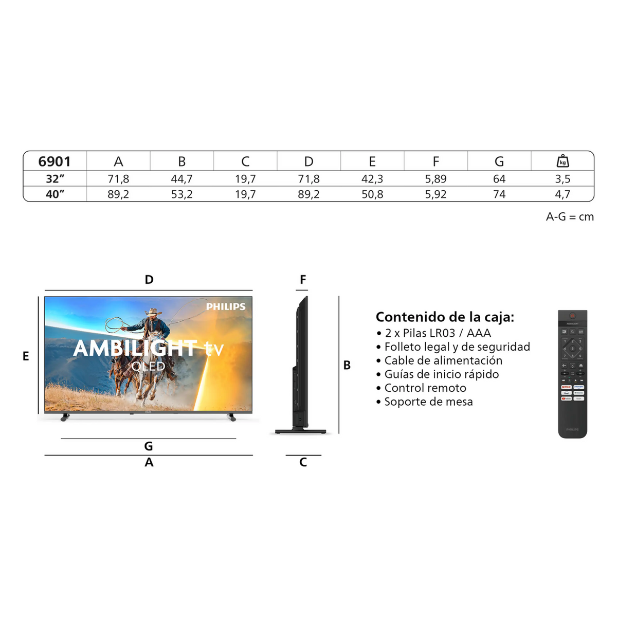 TV QLED 32" - Philips 32PQS6901/12