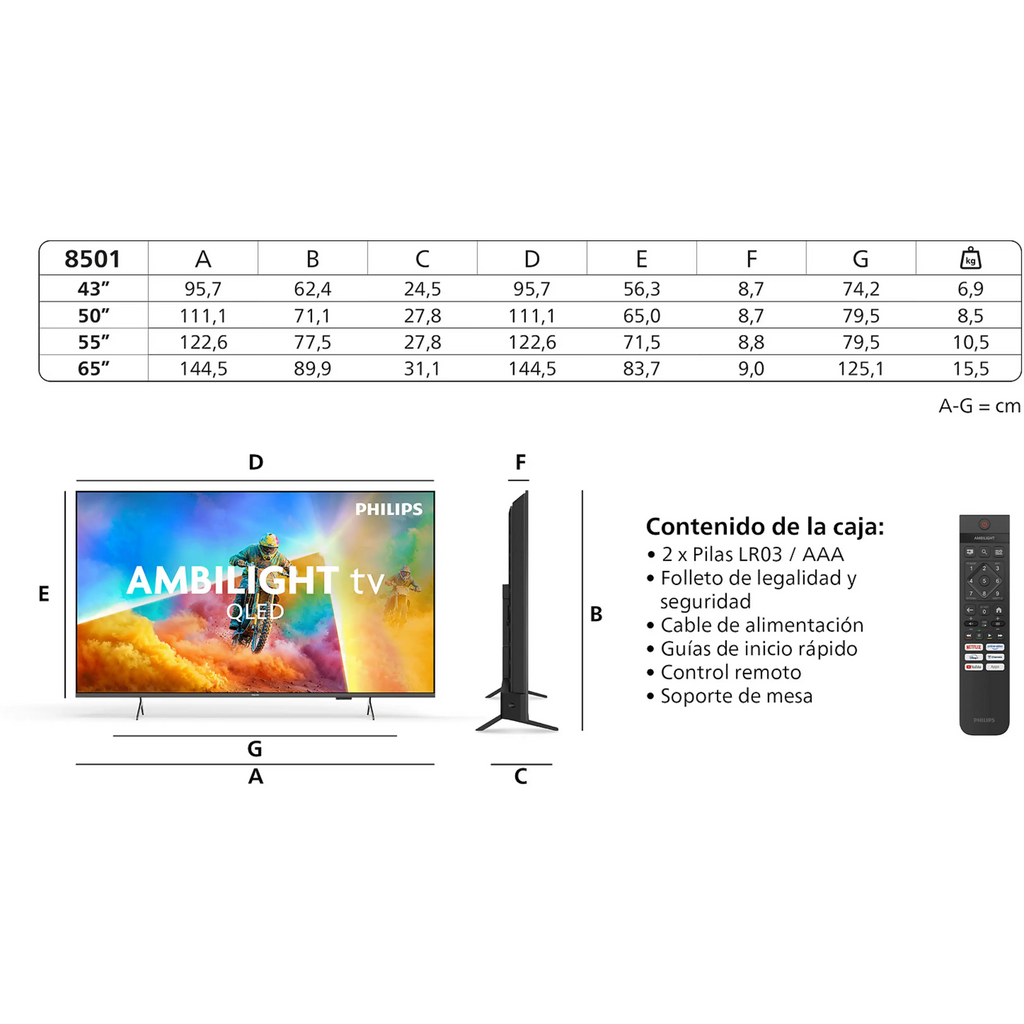 TV QLED 65" - Philips 65PQS8501/12, UHD 4K